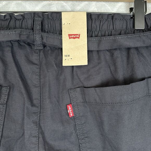 Levis Belted Jet Set Joggers Womens 16W Black Stretch Twill Pants Relaxed Casual - Picture 9 of 15